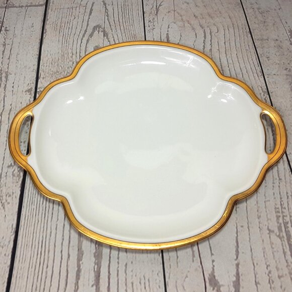 Theodore Haviland Limoges BRETON Cake Plate Platter Gold Band 1903 France - Picture 1 of 14